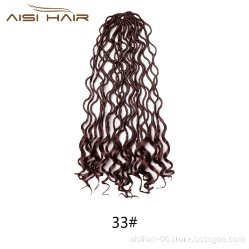Aisi Hair Crochet Hair Extensions Faux Locs Curly Crochet Braiding Hair Synthetic Ombre Braids for African Americans